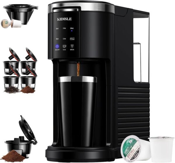 61B5zj3lgOL._AC_SL1500_ Review of KIDISLE Single Serve Coffee Maker with Travel Mug and 3-in-1 Brewing