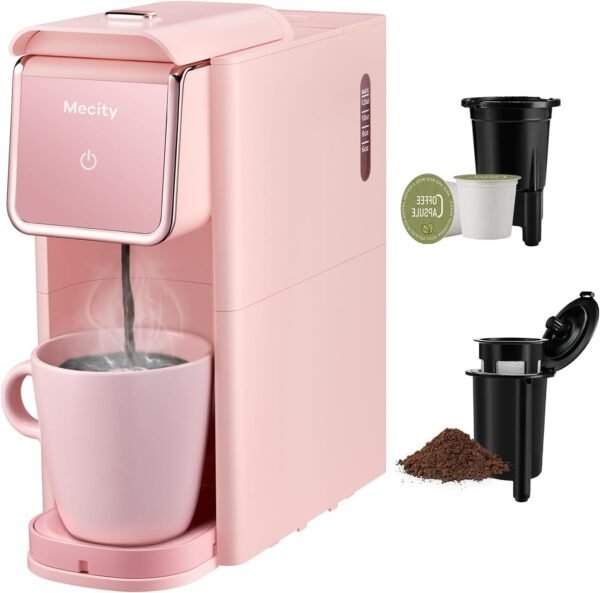 61KZH4qZDL._AC_SL1500_ Mecity Pink Coffee Maker Review Compact Single Serve Machine for K Cups and Ground Coffee