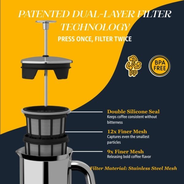 61PCVuLPs0L._AC_SL1080_ Review of ESPRO P7 French Press Coffee Maker Stainless Steel Design