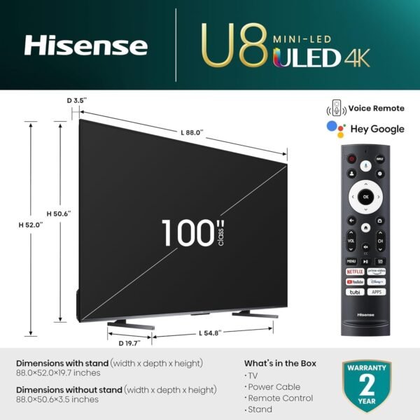 61iycy7kfoL._AC_SL1500_ Hisense 100U8K 100-Inch QLED 4K Smart TV review with Mini-LED technology