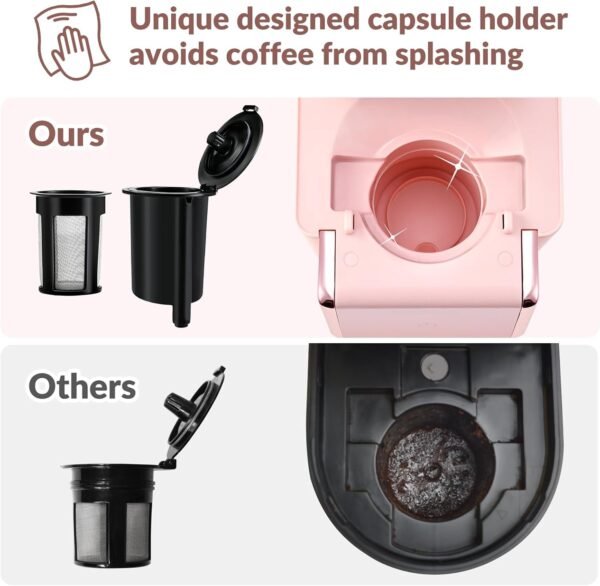 715ozBPEVNL._AC_SL1500_ Mecity Pink Coffee Maker Review Compact Single Serve Machine for K Cups and Ground Coffee