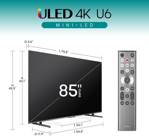 71OfDCgTj7L._AC_SL1500_ Hisense 85-Inch U6 Series Mini-LED QLED 4K TV review for gamers and movie lovers