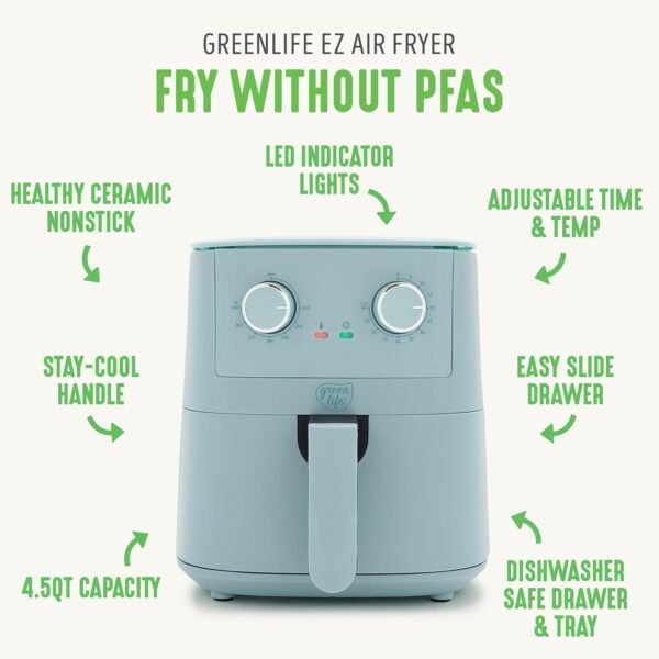 71qmcB8L8LL._AC_SL1500_ GreenLife 4.5QT Air Fryer review Compact PFAS-Free Ceramic Nonstick for Healthy Cooking