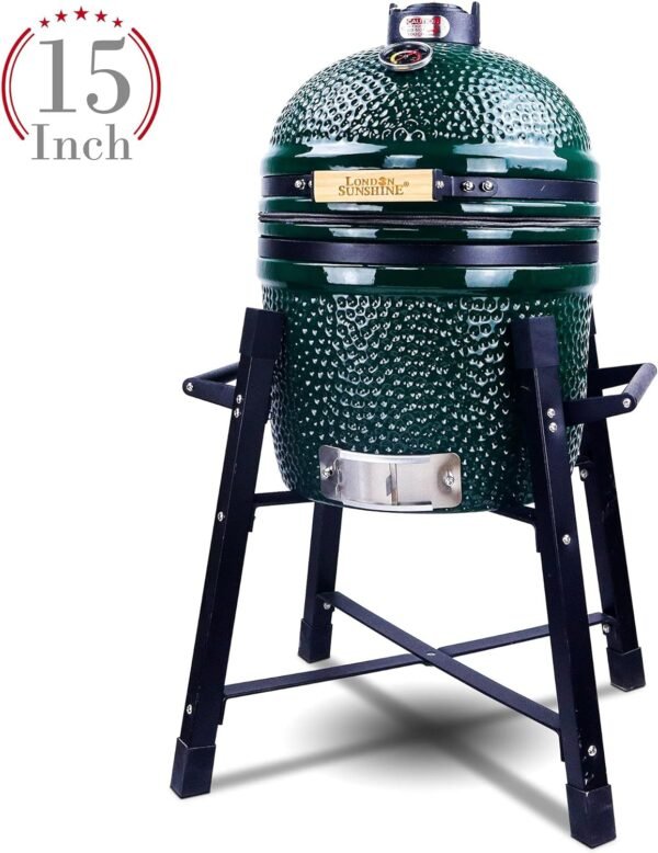 71xhl2mbQgS._AC_SL1500_ Ceramic Kamado Charcoal BBQ Grill Review London Sunshine 15" Smoker with Stainless Grates