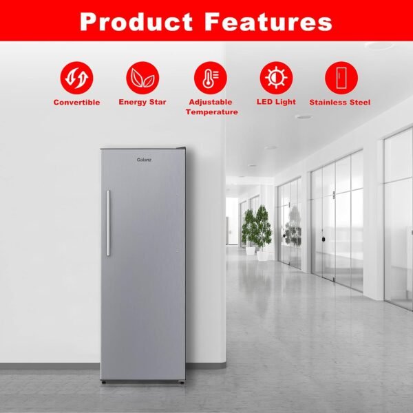 813PDBKmLtS._AC_SL1500_ Galanz GLF11US2A16 Upright Refrigerator Freezer Review Compact and Versatile Stainless Steel Design