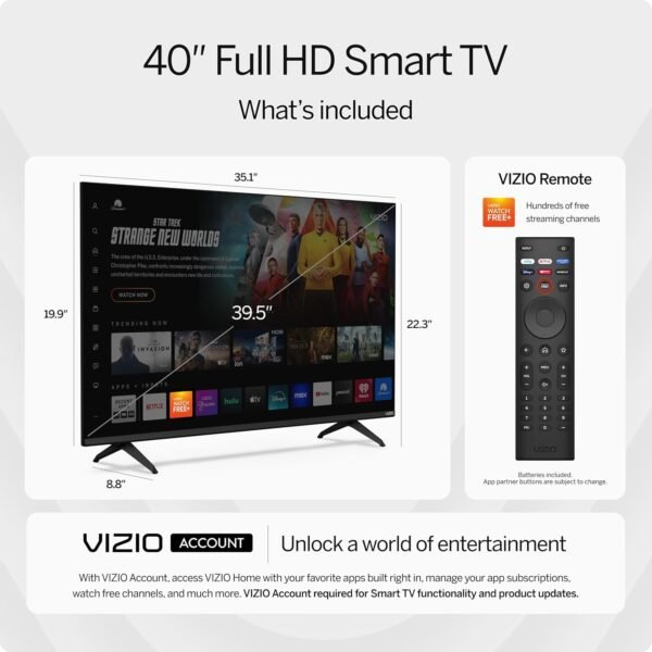 81bEVZ7faLL._AC_SL1500_ VIZIO 40-inch Smart TV VFD40M-08 review Full HD features and performance insights